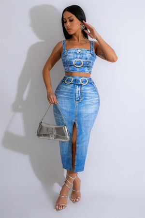 
                
                    Load image into Gallery viewer, Denim Print Skirt
                
            