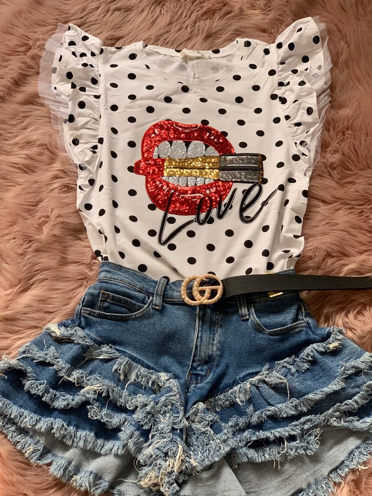 
                
                    Load image into Gallery viewer, Lips Sequin LOVE Top
                
            